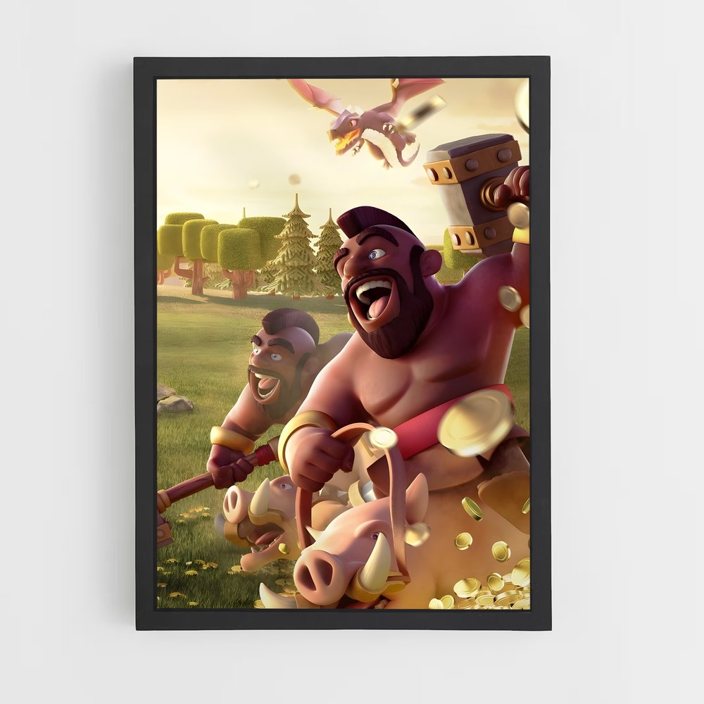 Poster Hog Rider en Action – affiche Clash royale (vue 2)